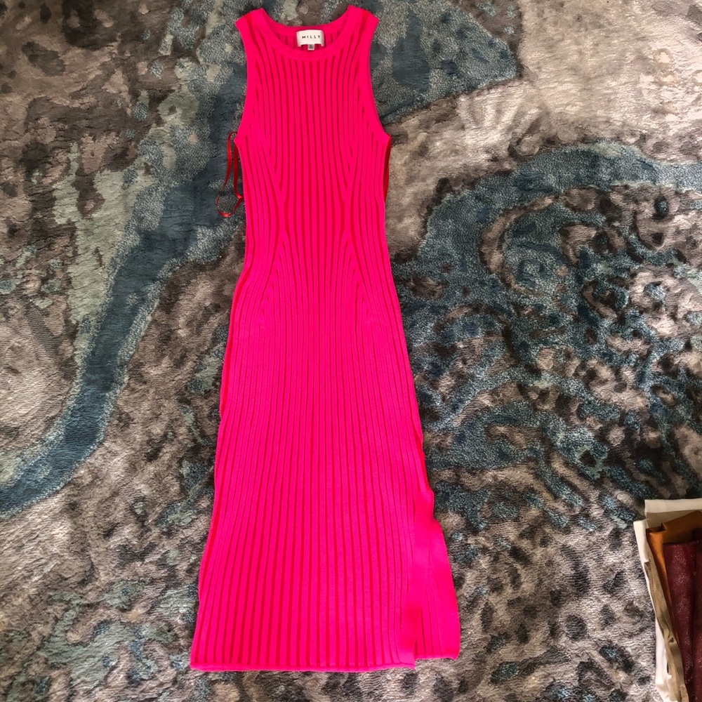 Pink Milly Ribbed Sleeveless Dress